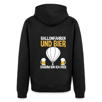 Ballonfahren Bier Luftfahrt Ballonfahrer Heißluftb - Unisex Premium Bio Zip Hoodie - Schwarz - Hinten - Nico (187cm)