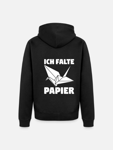 Ich falte Papier - Unisex Premium Bio Zip Hoodie - Schwarz