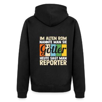 Journalistik Journalist Reporter - Unisex Premium Bio Zip Hoodie - Schwarz - Hinten - Nico (187cm)