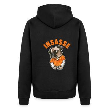 Karnevalskostüm Gefängnis Hund Mops Fasching Karne - Unisex Premium Bio Zip Hoodie - Schwarz - Hinten - Nico (187cm)