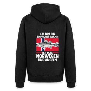 Angeln Angler Fischen Norwegen - Unisex Premium Bio Zip Hoodie - Schwarz - Hinten - Nico (187cm)