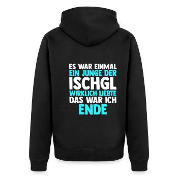 Apres Ski Party Skiurlaub Skifahrer Ischgl - Unisex Premium Bio Zip Hoodie - Schwarz - Hinten - Nico (187cm)