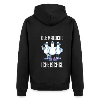 Apres Ski Party Skiurlaub Skifahrer Ischgl - Unisex Premium Bio Zip Hoodie - Schwarz - Hinten - Nico (187cm)