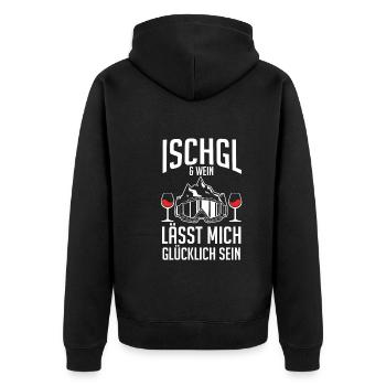 Apres Ski Party Skiurlaub Skifahrer Ischgl - Unisex Premium Bio Zip Hoodie - Schwarz - Hinten - Nico (187cm)
