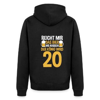 Bier Zwanzig Zwanzigster 20 Jahre Geburtstag - Unisex Premium Bio Zip Hoodie - Schwarz - Hinten - Nico (187cm)
