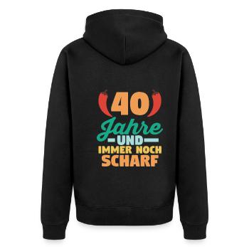 Vierzig Vierzigster 40 Jahre Geburtstag - Unisex Premium Bio Zip Hoodie - Schwarz - Hinten - Nico (187cm)