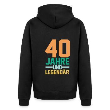 Vierzig 40 Jahre Vierzigster Geburtstag - Unisex Premium Bio Zip Hoodie - Schwarz - Hinten - Nico (187cm)