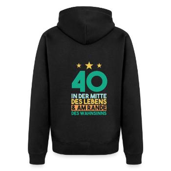 Vierzig Vierzigster 40 Jahre Geburtstag - Unisex Premium Bio Zip Hoodie - Schwarz - Hinten - Nico (187cm)