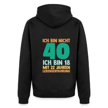 Vierzig 40 Jahre Vierzigster Geburtstag - Unisex Premium Bio Zip Hoodie - Schwarz - Hinten - Nico (187cm)