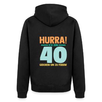 Vierzig 40 Jahre Vierzigster Geburtstag - Unisex Premium Bio Zip Hoodie - Schwarz - Hinten - Nico (187cm)