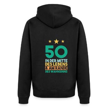 Fünfzig Fünfzigster 50 Jahre Geburtstag - Unisex Premium Bio Zip Hoodie - Schwarz - Hinten - Nico (187cm)