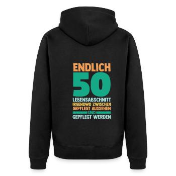 Fünfzig Fünfzigster 50 Jahre Geburtstag - Unisex Premium Bio Zip Hoodie - Schwarz - Hinten - Nico (187cm)