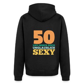 Fünfzig 50 Jahre Fünfzigster Geburtstag - Unisex Premium Bio Zip Hoodie - Schwarz - Hinten - Nico (187cm)