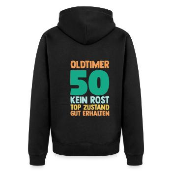 Fünfzig 50 Jahre Fünfzigster Geburtstag - Unisex Premium Bio Zip Hoodie - Schwarz - Hinten - Nico (187cm)