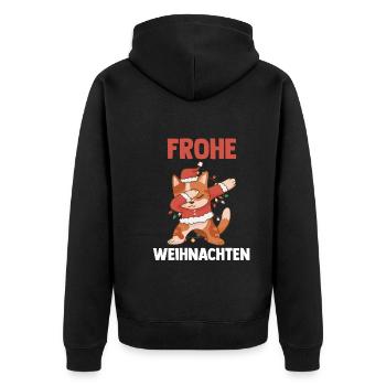 Weihnachts Hund Frohe Weihnachten - Unisex Premium Bio Zip Hoodie - Schwarz - Hinten - Nico (187cm)