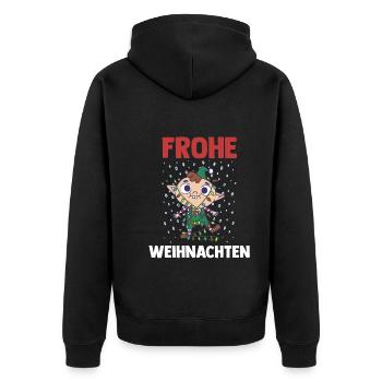 Weihnachts Elf Frohe Weihnachten - Unisex Premium Bio Zip Hoodie - Schwarz - Hinten - Nico (187cm)