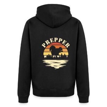 Prepper - Unisex Premium Bio Zip Hoodie - Schwarz - Hinten - Nico (187cm)