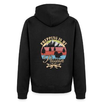 Prepper - Unisex Premium Bio Zip Hoodie - Schwarz - Hinten - Nico (187cm)