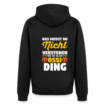 Ostdeutschland Ossi Deutschland DDR - Unisex Premium Bio Zip Hoodie - Schwarz - Hinten - Nico (187cm)
