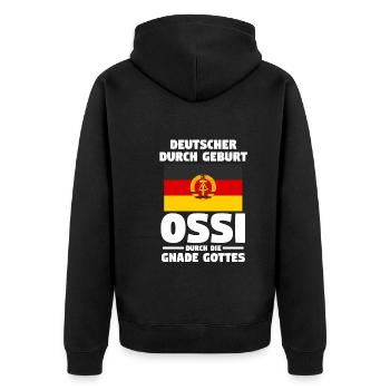 Ostdeutschland Ossi Deutschland DDR - Unisex Premium Bio Zip Hoodie - Schwarz - Hinten - Nico (187cm)