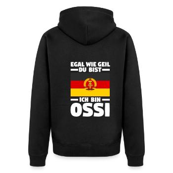 Ostdeutschland Ossi Deutschland DDR - Unisex Premium Bio Zip Hoodie - Schwarz - Hinten - Nico (187cm)