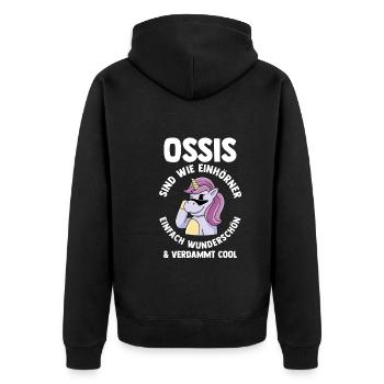 Einhorn Ostdeutschland Ossi Deutschland DDR - Unisex Premium Bio Zip Hoodie - Schwarz - Hinten - Nico (187cm)