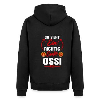 Ostdeutschland Ossi Deutschland DDR - Unisex Premium Bio Zip Hoodie - Schwarz - Hinten - Nico (187cm)