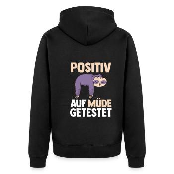 Tested positive for tired sloth - Unisex Premium Organic Zip Hoodie - black - Back - Nico (187cm)