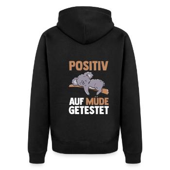 Tested positive for tired koala - Unisex Premium Organic Zip Hoodie - black - Back - Nico (187cm)