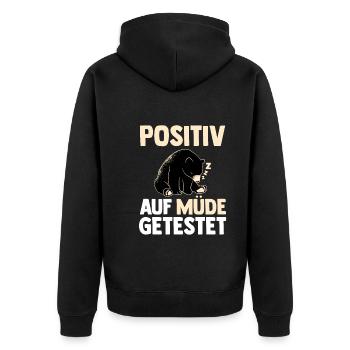 Tested positive for tired bear - Unisex Premium Organic Zip Hoodie - black - Back - Nico (187cm)