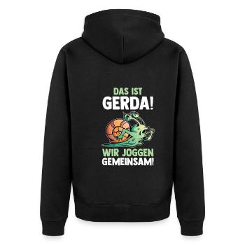 Das Ist Gerda Wir Joggen Gemeinsam Schnecke - Unisex Premium Bio Zip Hoodie - Schwarz - Hinten - Nico (187cm)