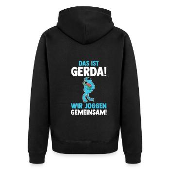 Das Ist Gerda Wir Joggen Gemeinsam Faultier - Unisex Premium Bio Zip Hoodie - Schwarz - Hinten - Nico (187cm)