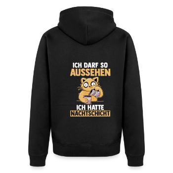 Ich Darf So Aussehen Ich Hatte Nachtschicht Kaffee - Unisex Premium Bio Zip Hoodie - Schwarz - Hinten - Nico (187cm)