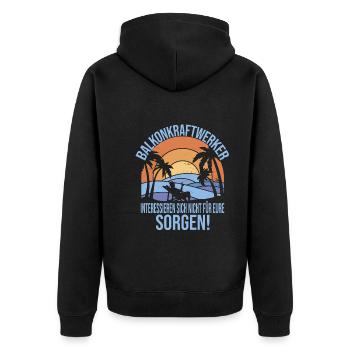 Solaranlage - Unisex Premium Bio Zip Hoodie - Schwarz - Hinten - Nico (187cm)