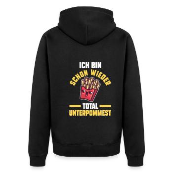 Ich Bin Schon Wieder Total Unterpommest - Unisex Premium Bio Zip Hoodie - Schwarz - Hinten - Nico (187cm)