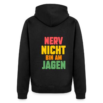 Nerv Nicht Bin Am Jagen - Unisex Premium Bio Zip Hoodie - Schwarz - Hinten - Nico (187cm)