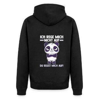 Ich Rege Mich Nicht Auf Du Regst Mich Auf Panda - Unisex Premium Bio Zip Hoodie - Schwarz - Hinten - Nico (187cm)