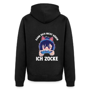 Can't hear you I'm gambling gaming gamer - Unisex Premium Organic Zip Hoodie - black - Back - Nico (187cm)