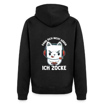 Kann Dich Nicht Hören Ich Zocke Gaming Panda - Unisex Premium Bio Zip Hoodie - Schwarz - Hinten - Nico (187cm)