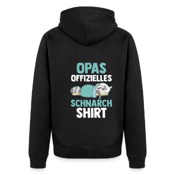Raccoon Papa's Official Snoring - Unisex Premium Organic Zip Hoodie - black - Back - Nico (187cm)