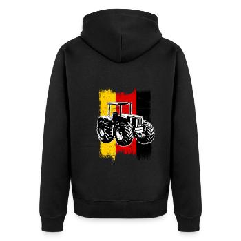 Landwirt Landwirtschaft Bauer Trecker Traktor - Unisex Premium Bio Zip Hoodie - Schwarz - Hinten - Nico (187cm)