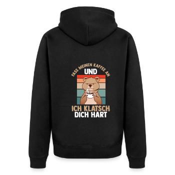 Fass Meinen Kaffee An Und Ich Klatsch Dich Hart Bä - Unisex Premium Bio Zip Hoodie - Schwarz - Hinten - Nico (187cm)