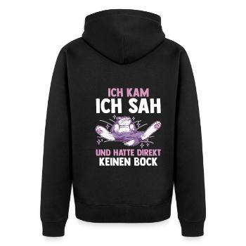 Ich Kam Ich Sah Und Hatte Direkt Keinen Bock Katze - Unisex Premium Bio Zip Hoodie - Schwarz - Hinten - Nico (187cm)
