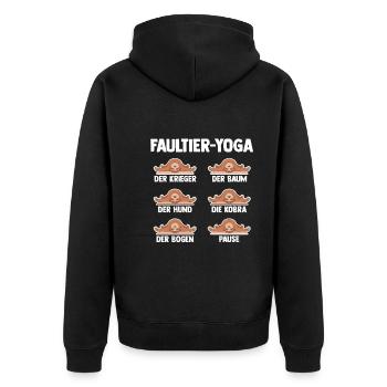 Faultier Yoga - Unisex Premium Bio Zip Hoodie - Schwarz - Hinten - Nico (187cm)