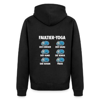 Faultier Yoga - Unisex Premium Bio Zip Hoodie - Schwarz - Hinten - Nico (187cm)