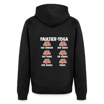 Faultier Yoga - Unisex Premium Bio Zip Hoodie - Schwarz - Hinten - Nico (187cm)