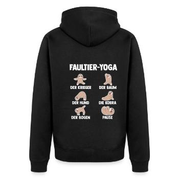 Faultier Yoga - Unisex Premium Bio Zip Hoodie - Schwarz - Hinten - Nico (187cm)