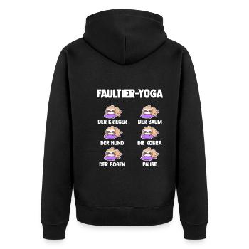 Faultier Yoga - Unisex Premium Bio Zip Hoodie - Schwarz - Hinten - Nico (187cm)