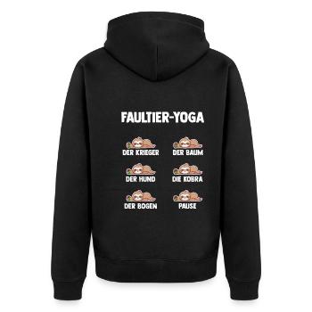 Faultier Yoga - Unisex Premium Bio Zip Hoodie - Schwarz - Hinten - Nico (187cm)