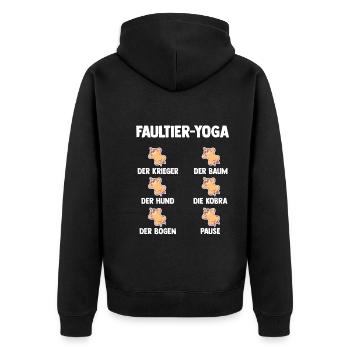 Faultier Yoga - Unisex Premium Bio Zip Hoodie - Schwarz - Hinten - Nico (187cm)